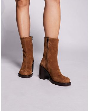 ASOS Remy Premium Suede Heeled Ankle Boots - Brown