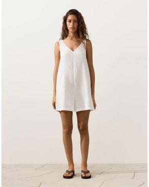 Oysho Short 100% Cotton Jumpsuit - Natural