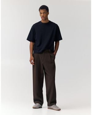 Pull&Bear Tailored Fit Darted Trousers - Blue