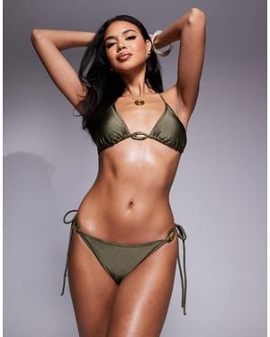 Candypants Gold Disc Tie Side Bikini Bottom - Green