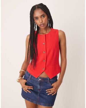 Nobody's Child Crew Neck Waistcoat - Red