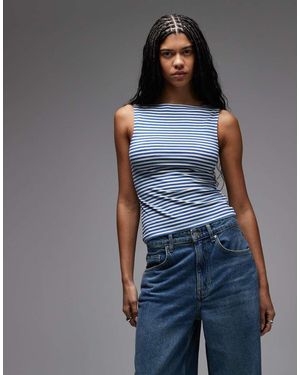 Weekday Annie Soft Boat Neck Sleeveless Top - Blue