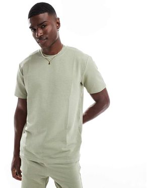 Only & Sons Camiseta Verde Salvia De Manga Corta De Tejido Gofrado De (Parte De Un Conjunto)