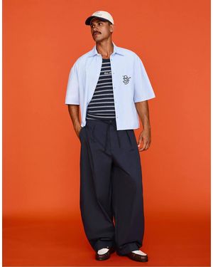 Bershka Barrel Leg Pleated Trousers - Orange