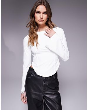 ASOS – langärmeliges korsett-top - Weiß