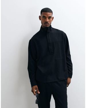 ASOS Oversized Funnel Neck Dress Shirt - Blue