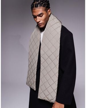 ASOS Quilted Fleece Reversible Scarf - Gray
