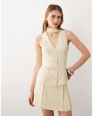 Miss Selfridge Tailored Scarf-Neck Waistcoat Co-Ord - Natural