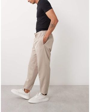 ASOS Tailored Pull On Tapered Trousers - Natural