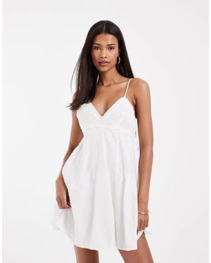 ONLY Embroidery Detail Mini Dress - White