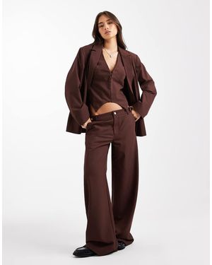 Collusion Tailored Low Rise Relaxed Trousers - Brown