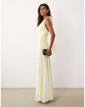 TFNC London Halter Neck Chiffon Maxi Dress - Natural