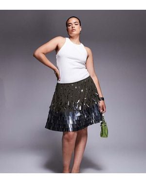 ASOS Asos Design Curve Tear Drop Sequin Mini Skirt - Green