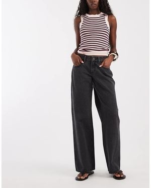Hollister Vaqueros Lavado De Pernera Ancha Y Talle Bajo-Marrón - Negro