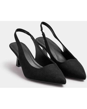 Yours Clothing Wide Fit Slingback Kitten Heels - Black