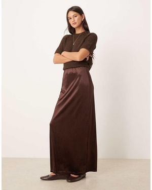 NARRATED Ruched Maxi Skirt - Brown