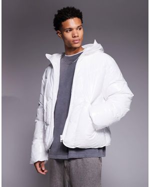 ASOS High Shine Oversized Puffer Jacket - White