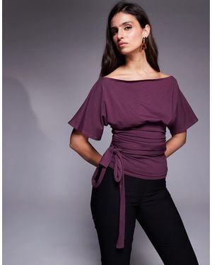 Fashionkilla – schulterfreies, langärmliges t-shirt - Lila