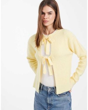 Pieces Tie Front Cardigan - Natural