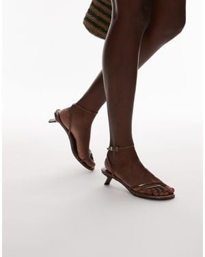 TOPSHOP Isme Strappy Kitten Heel - Brown