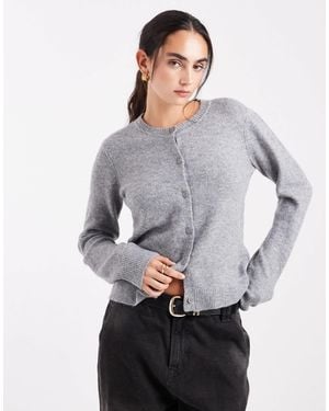 Pieces Knitted Cardigan - Gray
