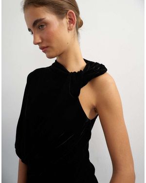 TOPSHOP Top De Terciopelo Con Nudo En - Negro