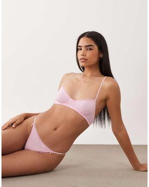 Cotton On Conjunto De Bralette Y Tanga De Pointelle - Marrón