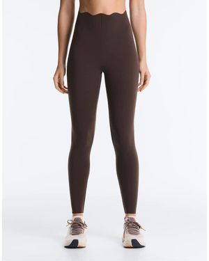 Oysho High-rise Compressive Core Control Ankle-length leggings With Wave Detail - Brown