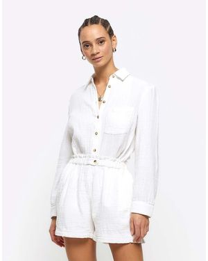 River Island Short Met Linnenlook - Wit