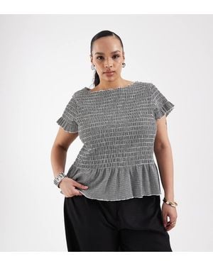 ONLY Ruched Detail Boatneck Top - Grey