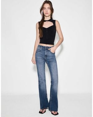 Stradivarius D74 ausgestellte jeans mit schlitz - Blau