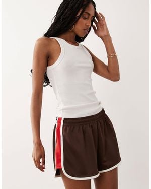 ASOS Tricot Piping Detail Runner Short - Brown