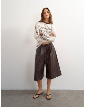 TOPSHOP Faux Leather Culotte - Grey