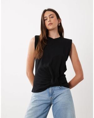 ASOS Knotted Hem Detail Tank Top - Black