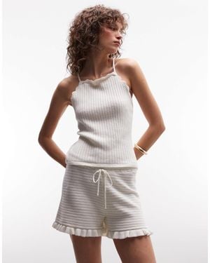 Monki Crochet Style Halter Top Co-ord - White