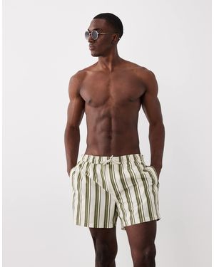 New Look – gestreifte badeshorts - Grün
