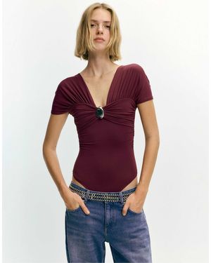 Pull&Bear Body drapé à boucle - bordeaux - Violet