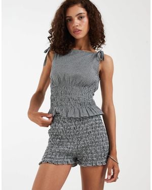 JJXX Seersucker Gingham Shorts - Grey