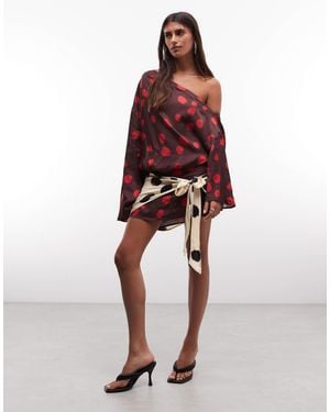 ASOS Schulterfreies, blusiges minikleid - Rot