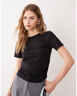 ARKET Soft Jersey T-shirt With Cinched Sides - Black