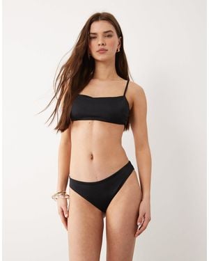 ARKET Mix & Match Square Neck Bikini Top With Back Tie Up Detail - Black