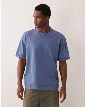 Abercrombie & Fitch Camiseta Azul Lavado De Tejido Grueso Premium De