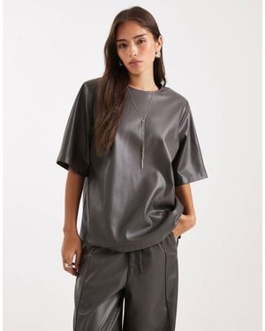 ASOS Faux Leather Oversized Top - Grey