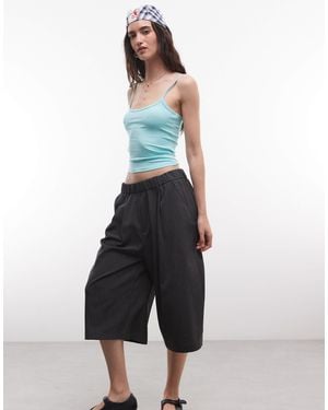 Collusion Pinstripe 3/4 baggy Culotte - Blue