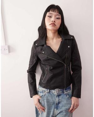 Noisy May Leather Look Jacket - Black