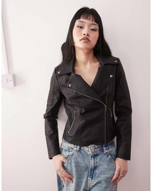 Noisy May Leather Look Jacket - Black