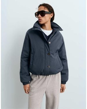 Oysho Fellex Aerogel A-Line Canvas Padded Jacket - Blue