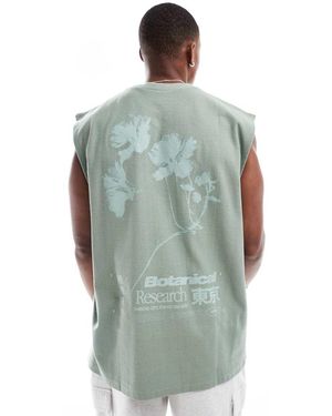 ASOS Canotta Oversize Testurizzato Con Stampa A Fiori Sul Retro - Verde