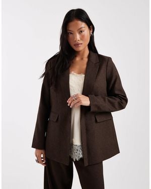 Vero Moda Oversized Tweed Look Tailored Blazer Co-ord - Brown