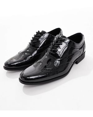 ASOS – budapester-schnürschuhe aus em lackleder - Schwarz